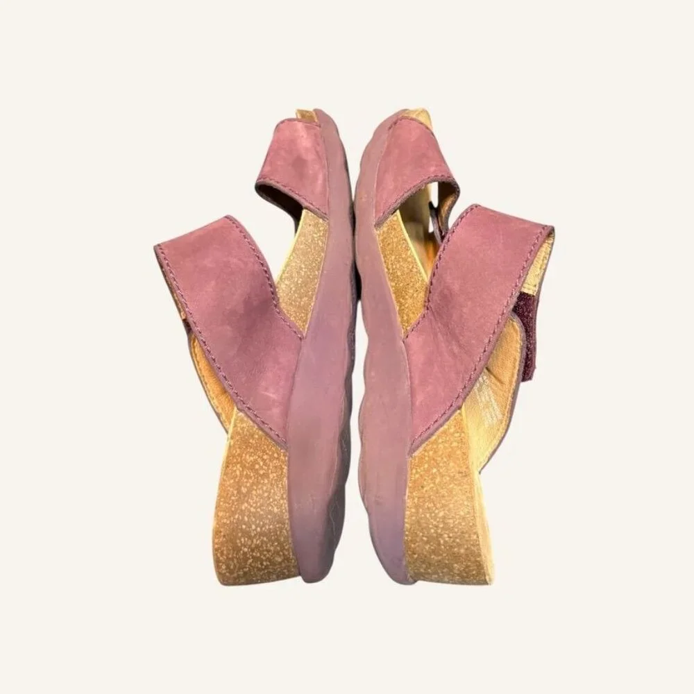 Dansko Maddy Wedge Slide Sandal 40 10 Plum Nubuck Leather Cork Platform - Picture 2 of 12